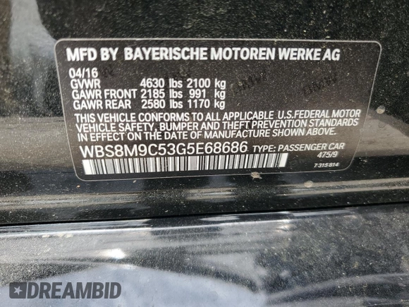 2016 BMW M3 z VIN WBS8M9C53G5E68686, wystawiony jako Copart lot #54290485 z przebiegiem 32 718 mil mil oraz Czysty tytuł • Clean title. Historia ofert i sprzedaży dostępna na DreamBid. Obrazek 13.
