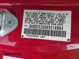 2006 Acura RSX Type-S Leather with VIN JH4DC53006S018964, listed as a IAAI auction lot 42066963 with 102,162 mi miles. Bid and sale history available at carsss.com. Image 9.