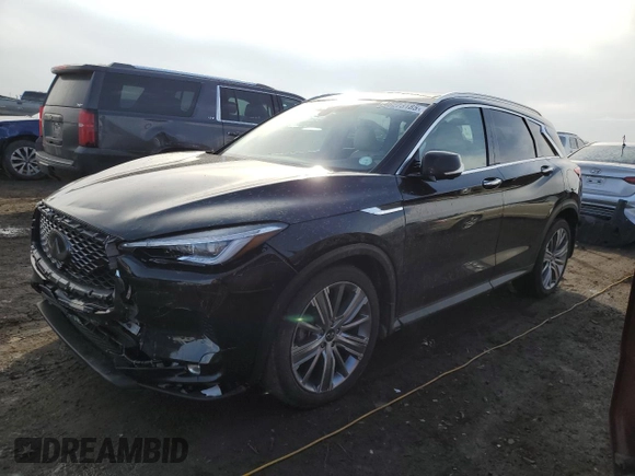2021 Infiniti QX50 SENSORY with VIN 3PCAJ5CB0MF114230, listed as a Copart auction lot 46273185 with 47,328 mi miles and Salvage Title. Bid and sale history available at carsss.com. Image 1.