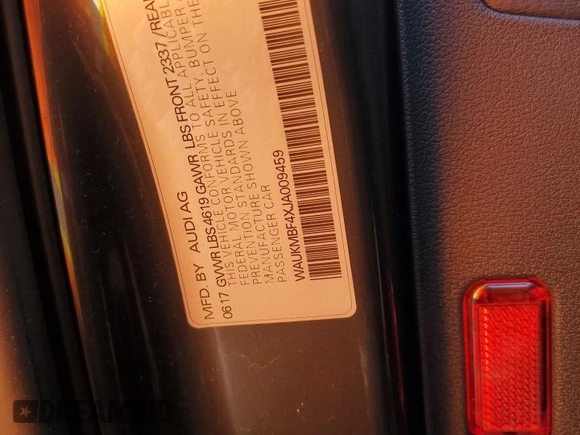 2018 Audi A4 with VIN WAUKMBF4XJA009459, listed as a Copart auction lot 73881424 with Not provided miles and Non repairable. Bid and sale history available at DreamBid. Image 13.