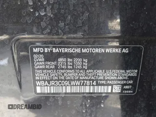 2020 BMW 5 Series 530i with VIN WBAJR3C09LWW77814, listed as a IAAI auction lot 41536058 with 69,504 mi miles and . Bid and sale history available at DreamBid. Image 9.