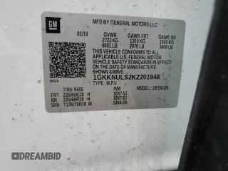 2019 GMC Acadia SLT z VIN 1GKKNULS2KZ201948, wystawiony jako Copart lot #54542835 z przebiegiem 99 896 mil mil oraz Szkoda całkowita • Salvage title. Historia ofert i sprzedaży dostępna na DreamBid. Obrazek 13.