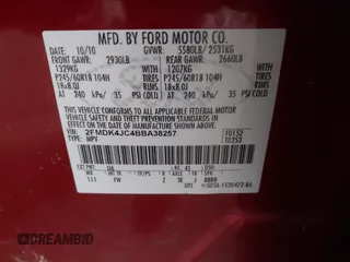 2011 Ford Edge SEL with VIN 2FMDK4JC4BBA38257, listed as a IAAI auction lot 41216860 with 148,351 mi miles. Bid and sale history available at carsss.com. Image 9.