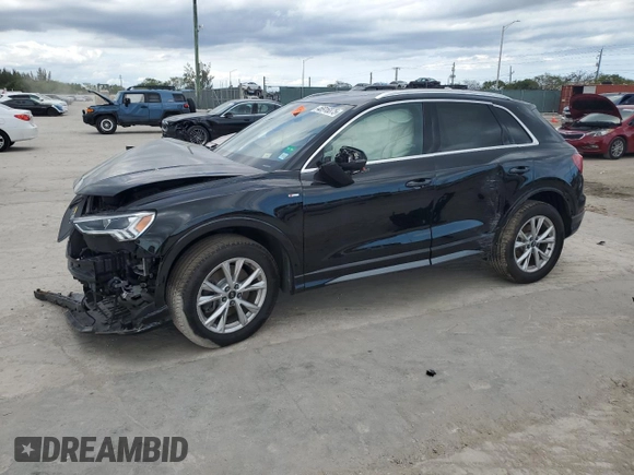 2021 Audi Q3 S line Premium Plus with VIN WA1EECF3XM1026707, listed as a Copart auction lot 46916875 with 0 mi miles and Salvage Title. Bid and sale history available at carsss.com. Image 1.