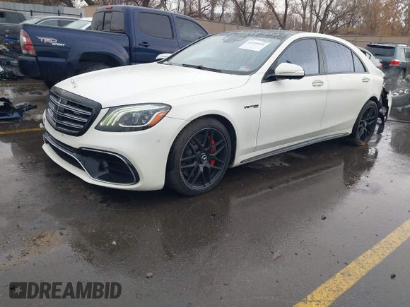 2019 Mercedes-Benz S-Class AMG S 63 with VIN WDDUG8JBXKA434294, listed as a IAAI auction lot 41239594 with 65,778 mi miles. Bid and sale history available at carsss.com. Image 2.