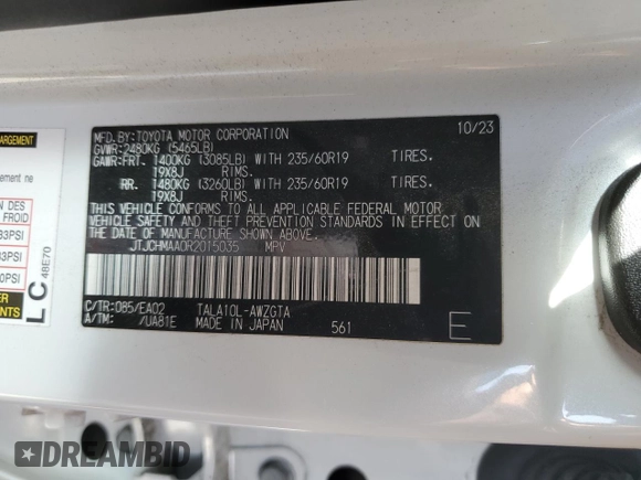 2024 Lexus RX 350 z VIN JTJCHMAA0R2015035, wystawiony jako Copart lot #51782225 z przebiegiem 9 880 mil mil oraz Szkoda całkowita • Salvage title. Historia ofert i sprzedaży dostępna na DreamBid. Obrazek 13.