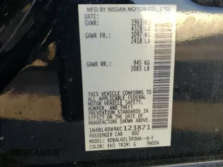2019 Nissan Altima 2.5 SV with VIN 1N4BL4DV4KC123871, listed as a Copart auction lot 84295754 with 113,720 mi miles and Salvage Title. Bid and sale history available at carsss.com. Image 12.