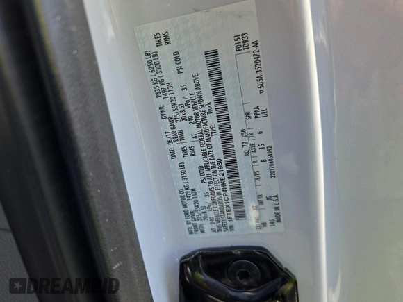 2017 Ford F-150 XL z VIN 1FTEX1CP4HKE21980, wystawiony jako IAAI lot #42444944 z przebiegiem 129 498 mil mil oraz . Historia ofert i sprzedaży dostępna na DreamBid. Obrazek 1.