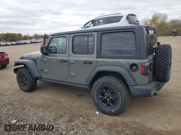 2022 Jeep Wrangler Unlimited Willys with VIN 1C4HJXDN7NW156538, listed as a Copart auction lot 79195464 with 87,081 mi miles and Salvage Title. Bid and sale history available at DreamBid. Image 2.