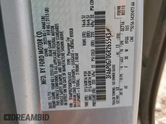 2016 Ford Fusion S z VIN 3FA6P0G70GR265543, wystawiony jako Copart lot #59754105 z przebiegiem 133 713 mil mil oraz Szkoda całkowita • Salvage title. Historia ofert i sprzedaży dostępna na DreamBid. Obrazek 13.