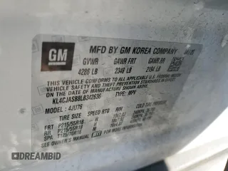 2020 Buick Encore Preferred with VIN KL4CJASB8LB342636, listed as a Copart auction lot 46367495 with 57,517 mi miles and Salvage Title. Bid and sale history available at DreamBid. Image 14.