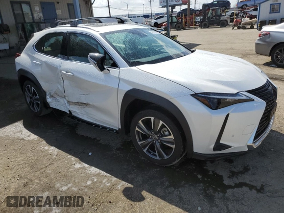 2024 Lexus UX with VIN JTHX6JBHXR2168962, listed as a Copart auction lot 51153075 with 7,080 mi miles and Salvage Title. Bid and sale history available at carsss.com. Image 4.