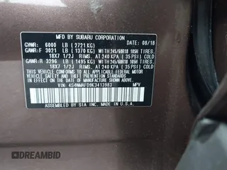 2019 Subaru Ascent Premium with VIN 4S4WMAFD9K3413983, listed as a IAAI auction lot 42257670 with 64,087 mi miles and . Bid and sale history available at DreamBid. Image 9.