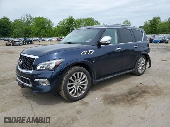 2016 Infiniti QX80 with VIN JN8AZ2NC7G9401032, listed as a Copart auction lot 58068015 with 159,842 mi miles and Salvage title. Bid and sale history available at DreamBid. Image 1.