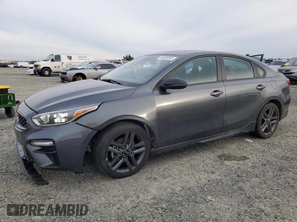 2021 Kia Forte GT-Line with VIN 3KPF34AD1ME361227, listed as a Copart auction lot 44463255 with 36,823 mi miles and Salvage Title. Bid and sale history available at carsss.com. Image 1.