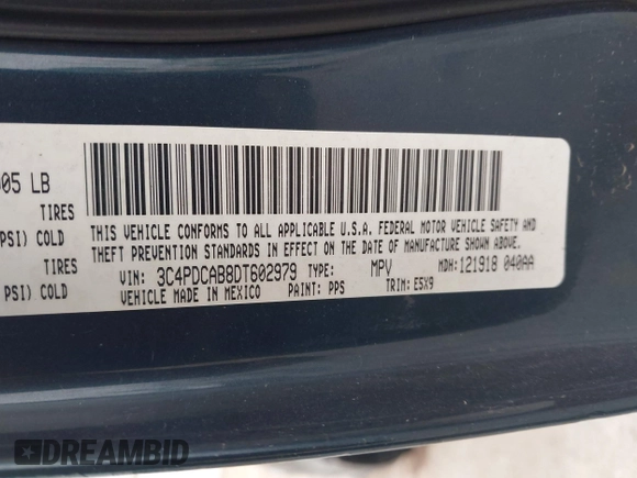 2013 Dodge Journey American Value with VIN 3C4PDCAB8DT602979, listed as a IAAI auction lot 42318493 with 179,210 mi miles and . Bid and sale history available at DreamBid. Image 9.