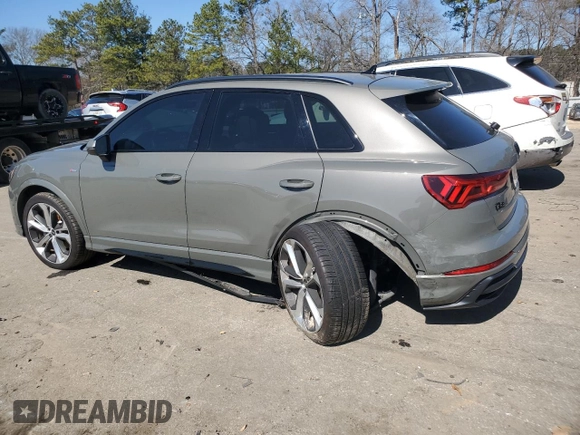 2021 Audi Q3 S line Premium Plus with VIN WA1EECF32M1028239, listed as a Copart auction lot 46702965 with 50,244 mi miles and Salvage Title. Bid and sale history available at carsss.com. Image 2.