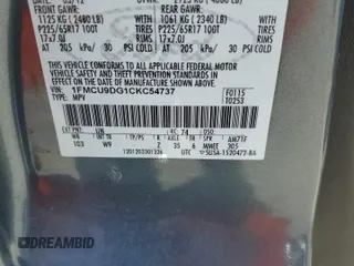 2012 Ford Escape XLT z VIN 1FMCU9DG1CKC54737, wystawiony jako Copart lot #59902055 z przebiegiem 206 067 mil mil oraz Szkoda całkowita • Salvage title. Historia ofert i sprzedaży dostępna na DreamBid. Obrazek 13.