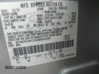 2013 Ford Edge Limited with VIN 2FMDK3KCXDBB55305, listed as a IAAI auction lot 41774439 with 165,420 mi miles and . Bid and sale history available at DreamBid. Image 9.