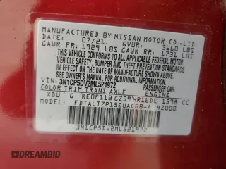 2021 Nissan Kicks SR z VIN 3N1CP5DV2ML521972, wystawiony jako Copart lot #58954135 z przebiegiem 92 036 mil mil oraz Czysty tytuł • Clean title. Historia ofert i sprzedaży dostępna na DreamBid. Obrazek 12.