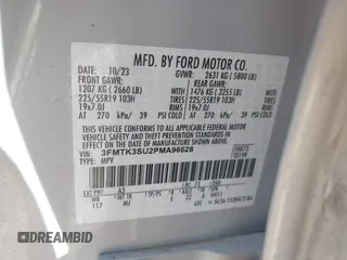 2023 Ford Mustang Mach-E Premium z VIN 3FMTK3SU2PMA96628, wystawiony jako IAAI lot #42225953 z przebiegiem Nie podano mil oraz . Historia ofert i sprzedaży dostępna na DreamBid. Obrazek 9.