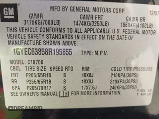 2008 Cadillac Escalade z VIN 1GYEC63858R195855, wystawiony jako IAAI lot #42541735 z przebiegiem Nie podano mil oraz . Historia ofert i sprzedaży dostępna na DreamBid. Obrazek 9.