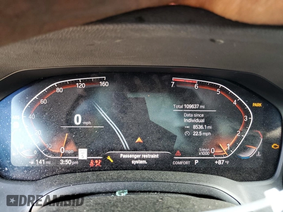 2020 BMW 3 Series 330i with VIN 3MW5R1J03L8B22097, listed as a Copart auction lot 54846115 with 109,637 mi miles and Salvage title. Bid and sale history available at DreamBid. Image 9.