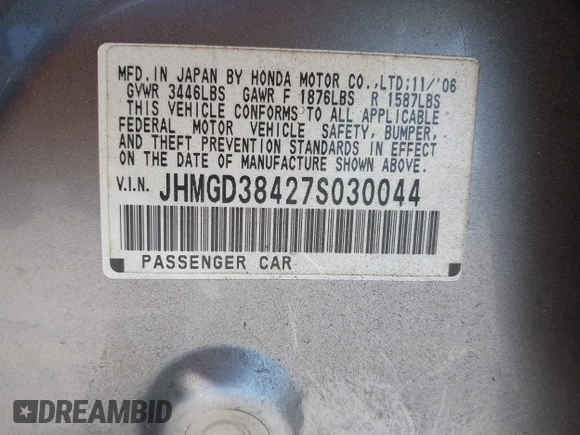 2007 Honda Fit с VIN JHMGD38427S030044, выставлен на аукционе IAAI как лот 42429395 с пробегом 118 558 миль миль и . История ставок и продаж доступна на DreamBid. Изображение 9.