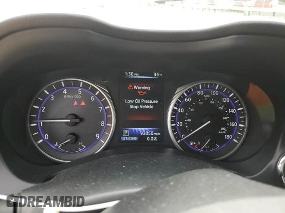 2016 Infiniti Q50 with VIN JN1EV7AR7GM346324, listed as a Copart auction lot 45091635 with 92,050 mi miles and Salvage Title. Bid and sale history available at DreamBid. Image 9.