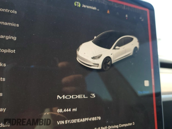 2023 Tesla Model 3 z VIN 5YJ3E1EA8PF418579, wystawiony jako Copart lot #54108945 z przebiegiem 68 444 mil mil oraz Szkoda całkowita • Salvage title. Historia ofert i sprzedaży dostępna na DreamBid. Obrazek 9.