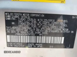2010 Toyota RAV4 Sport с VIN JTMRK4DV3A5097052, выставлен на аукционе IAAI как лот 42091342 с пробегом Не указан миль и . История ставок и продаж доступна на DreamBid. Изображение 9.