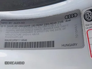2015 Audi A3 1.8T Premium Plus with VIN WAU5CLFF5F1116546, listed as a IAAI auction lot 41782505 with 55,712 mi miles. Bid and sale history available at carsss.com. Image 9.