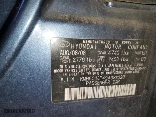 2009 Hyundai Azera Limited with VIN KMHFC46F49A388227, listed as a Copart auction lot 78252334 with 171,784 mi miles and Clean Title. Bid and sale history available at carsss.com. Image 12.