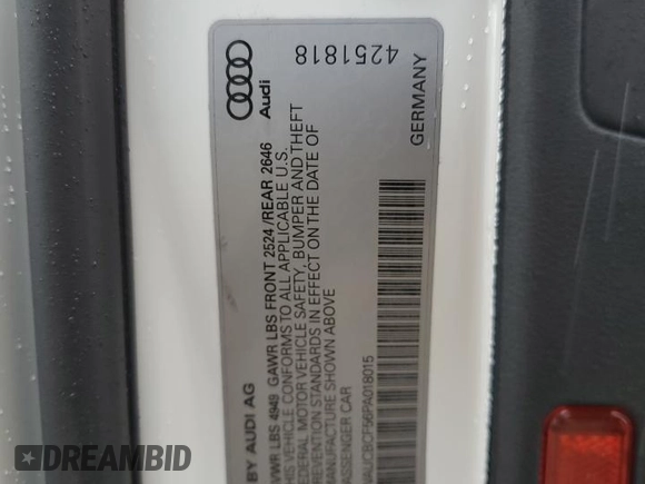 2023 Audi A5 Sportback Premium Plus with VIN WAUCBCF56PA018015, listed as a Copart auction lot 44387803 with 2,830 mi miles. Bid and sale history available at carsss.com. Image 12.