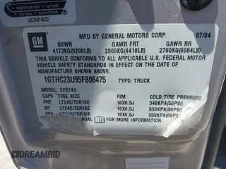 2005 GMC Sierra 2500HD Work Truck with VIN 1GTHC23U95F806475, listed as a IAAI auction lot 42314232 with Not provided miles and . Bid and sale history available at DreamBid. Image 9.