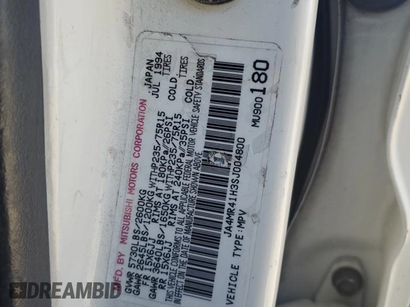 1995 Mitsubishi Montero z VIN JA4MR41H3SJ004800, wystawiony jako Copart lot #72036354 z przebiegiem 209 635 mil mil oraz Szkoda całkowita • Salvage title. Historia ofert i sprzedaży dostępna na DreamBid. Obrazek 13.