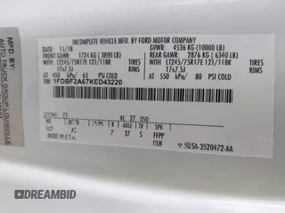 2019 Ford F-250 XL with VIN 1FDBF2A67KED43220, listed as a IAAI auction lot 41530151 with 65,176 mi miles and . Bid and sale history available at DreamBid. Image 9.