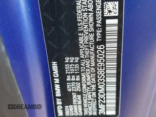 2025 BMW M2 with VIN 3MF23DM03S8E95026, listed as a Copart auction lot 42879435 with 6,399 mi miles and Salvage Title. Bid and sale history available at carsss.com. Image 15.