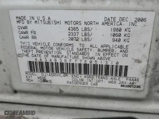 2007 Mitsubishi Galant ES with VIN 4A3AB36F77E051310, listed as a Copart auction lot 51302955 with 171,725 mi miles and Salvage Title. Bid and sale history available at carsss.com. Image 13.