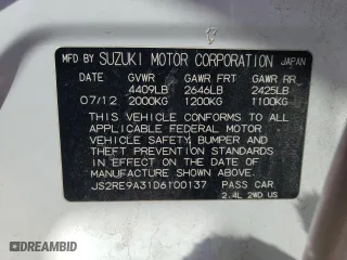 2013 Suzuki Kizashi SE with VIN JS2RE9A31D6100137, listed as a Copart auction lot 45660795 with 119,821 mi miles and Salvage Title. Bid and sale history available at carsss.com. Image 12.