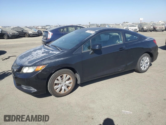 2012 Honda Civic Cpe LX with VIN 2HGFG3B56CH512492, listed as a Copart auction lot 73795374 with 72,973 mi miles and Salvage Title. Bid and sale history available at carsss.com. Image 1.
