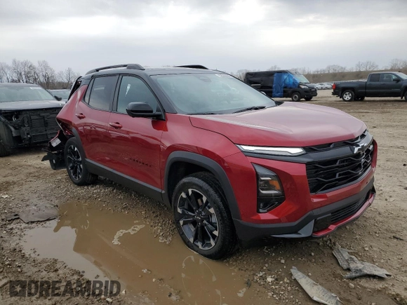 2025 Chevrolet Equinox AWD RS z VIN 3GNAXTEGXSL259454, wystawiony jako Copart lot #52596955 z przebiegiem 1 009 mil mil oraz Szkoda całkowita • Salvage title. Historia ofert i sprzedaży dostępna na DreamBid. Obrazek 4.