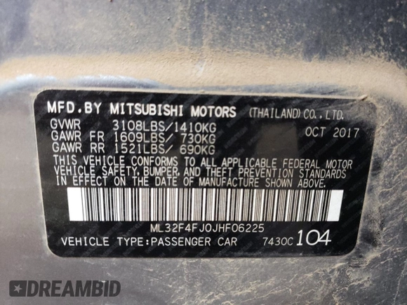 2018 Mitsubishi Mirage G4 SE with VIN ML32F4FJ0JHF06225, listed as a Copart auction lot 81490264 with 63,134 mi miles and Salvage Title. Bid and sale history available at carsss.com. Image 12.