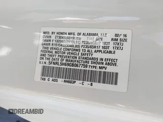 2016 Honda Odyssey EX-L с VIN 5FNRL5H69GB067759, выставлен на аукционе IAAI как лот 42218272 с пробегом 80 955 миль миль и . История ставок и продаж доступна на DreamBid. Изображение 9.