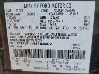 2008 Ford F-150 XLT with VIN 1FTPW14V68FB28972, listed as a Copart auction lot 51157685 with 207,553 mi miles and Salvage Title. Bid and sale history available at carsss.com. Image 12.