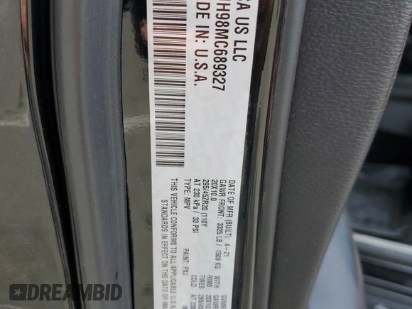 2021 Dodge Durango SRT Hellcat with VIN 1C4SDJH98MC689327, listed as a Copart auction lot 52169015 with 53,009 mi miles and Salvage title. Bid and sale history available at DreamBid. Image 13.