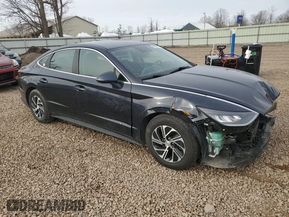 2022 Hyundai Sonata Hybrid Blue with VIN KMHL24JJ6NA048279, listed as a Copart auction lot 49585045 with 59,419 mi miles and Salvage Title. Bid and sale history available at carsss.com. Image 4.