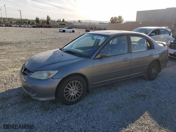 2005 Honda Civic Sdn EX with VIN 2HGES26735H582793, listed as a Copart auction lot 46949125 with 312,604 mi miles and Salvage Title. Bid and sale history available at carsss.com. Image 1.