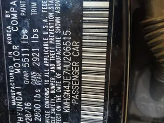2017 Genesis G80 3.8L z VIN KMHGN4JE7HU206515, wystawiony jako Copart lot #57493675 z przebiegiem 115 108 mil mil oraz Szkoda całkowita • Salvage title. Historia ofert i sprzedaży dostępna na DreamBid. Obrazek 13.