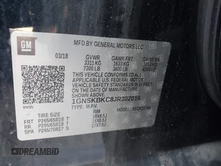 2018 Chevrolet Tahoe LT с VIN 1GNSKBKC8JR302016, выставлен на аукционе IAAI как лот 41807312 с пробегом 115 031 миль миль и . История ставок и продаж доступна на DreamBid. Изображение 9.